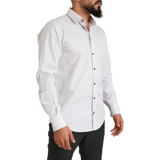 Dolce & Gabbana White MARTINI Cotton Stripe Dress Formal Shirt TSH84106-38