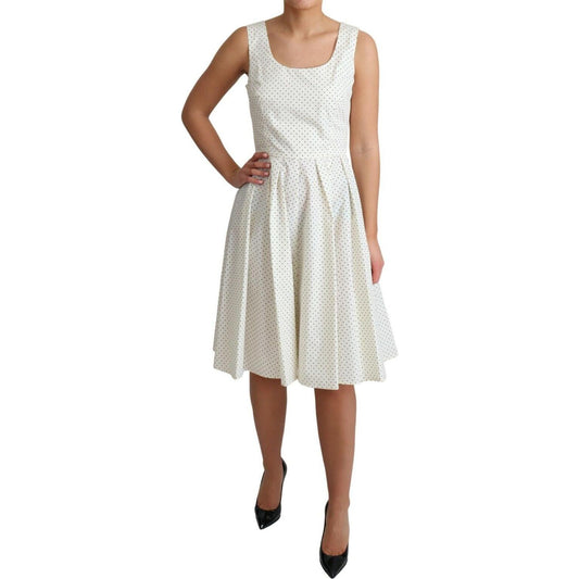 Dolce & Gabbana White Polka Dotted Cotton A-Line Dress DR2753- 42