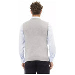 Alpha Studio Gray Viscose Men Vest Alpha Studio Light Gray