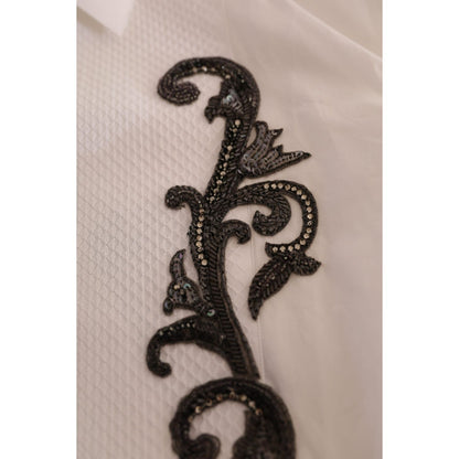 Dolce & Gabbana White Tuxedo Slim Fit Baroque Shirt