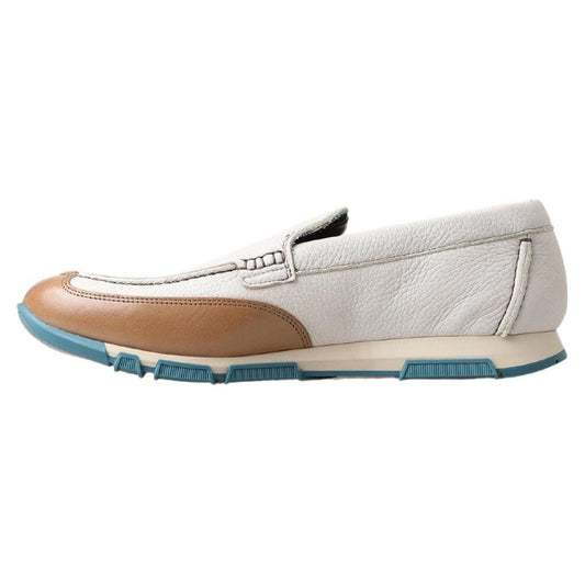 Dolce & Gabbana White Leather Loafers Moccasins Shoes MV5023- 41.5
