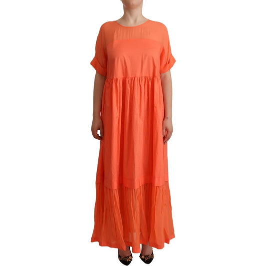 Twinset Coral Cotton Blend Short Sleeves Maxi Shift Dress 1728,67345645728,Clothing,Coral,Dresses - Clothing,Dresses - Women - Clothing,IT44 | L,Long - Dresses - Clothing,Material: 96% Cotton 4% Elastane,New with tags,Shortsleeve - Dresses - Clothing,Twin