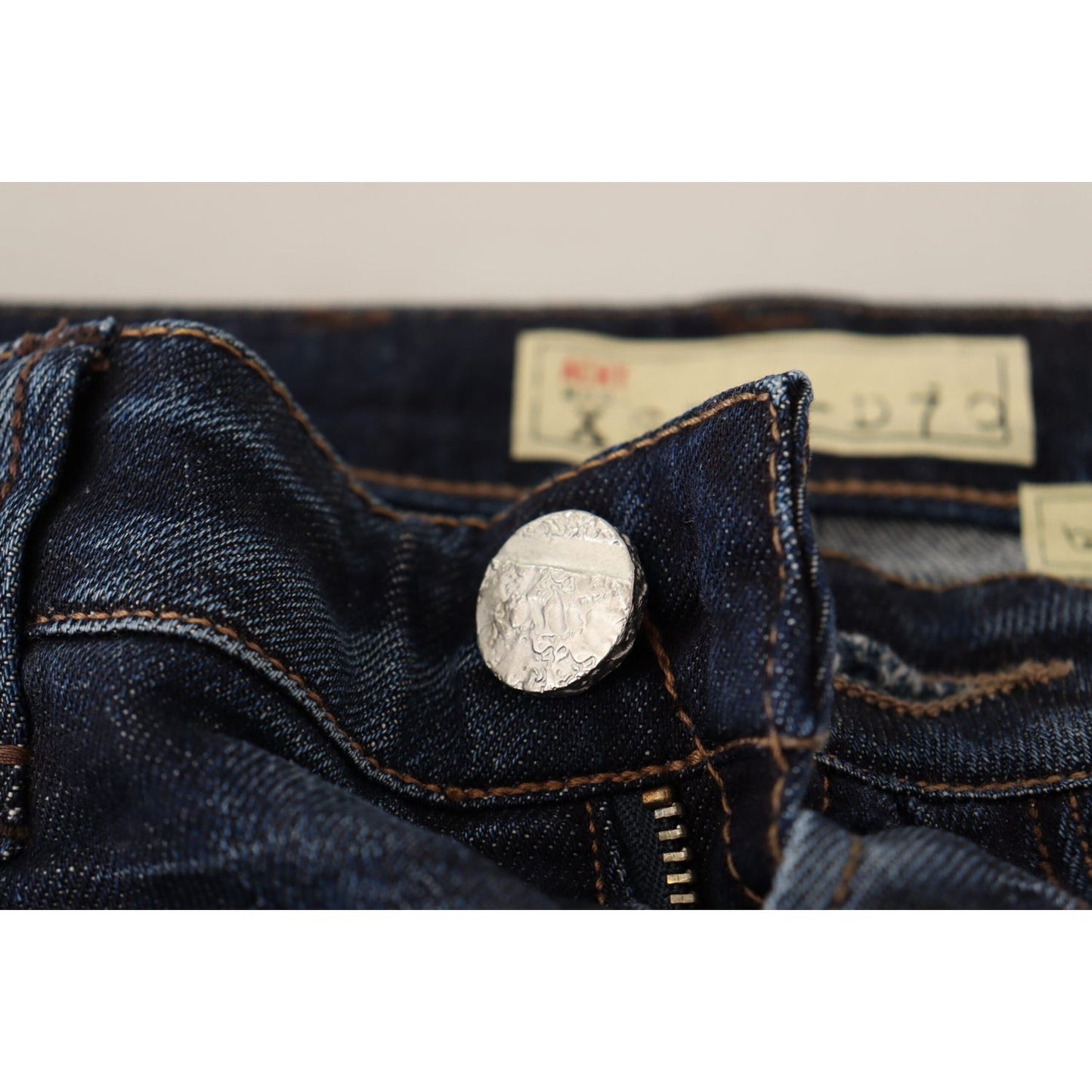 Acht Blue Washed Cotton Low Waist Skinny Denim Jeans Acht