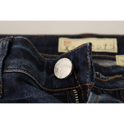 Acht Blue Washed Cotton Low Waist Skinny Denim Jeans Acht