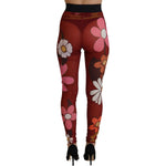 Dolce & Gabbana Floral Red High Waist Leggings Dolce & Gabbana Saddle Brown