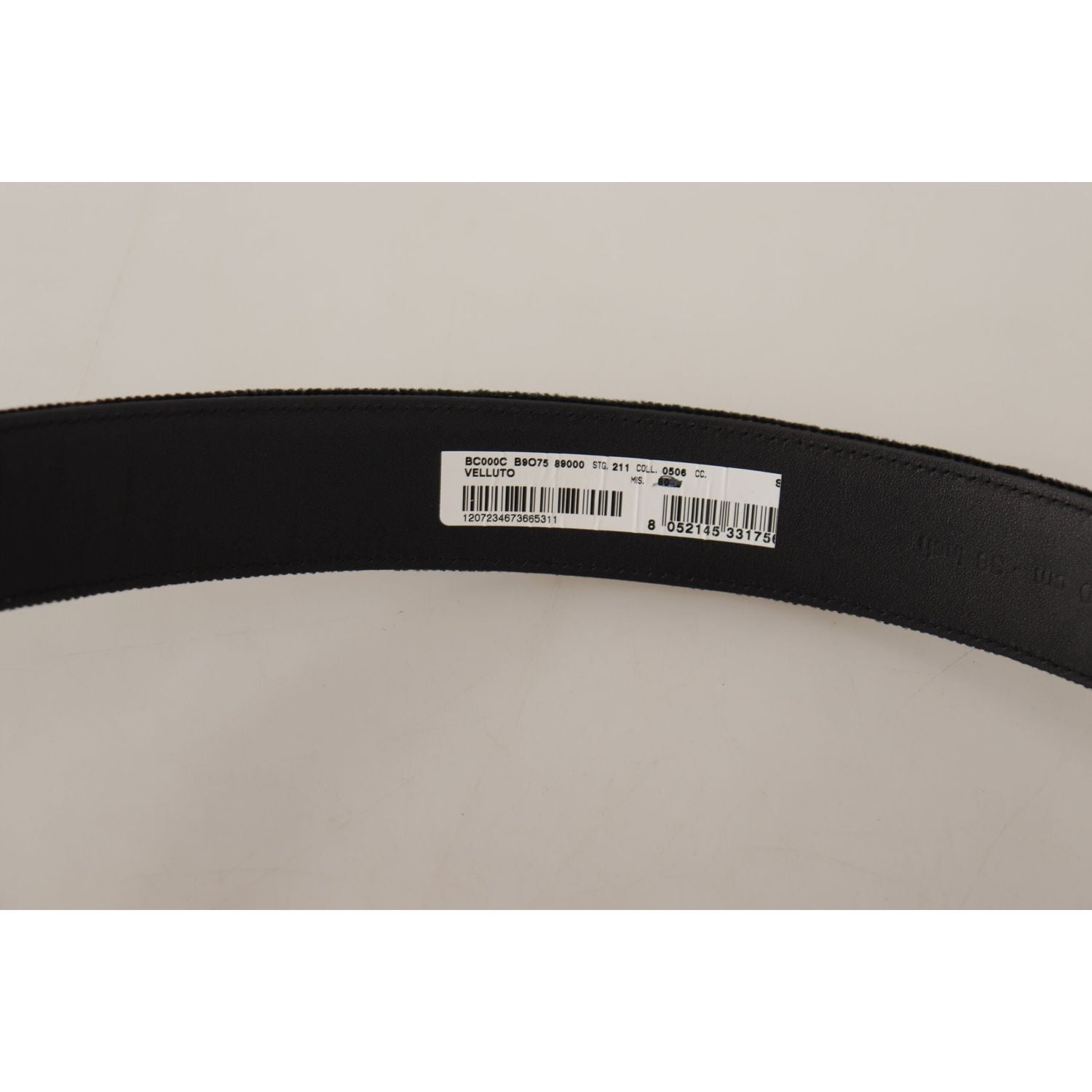 Dolce & Gabbana Black Velvet Silver Logo Engraved Metal Buckle Belt