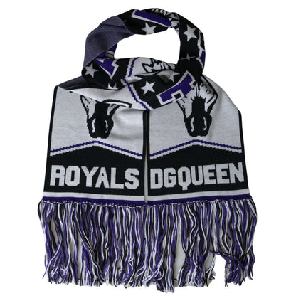 Dolce & Gabbana Multicolor Wool DG Queen Wrap Fringe Scarf