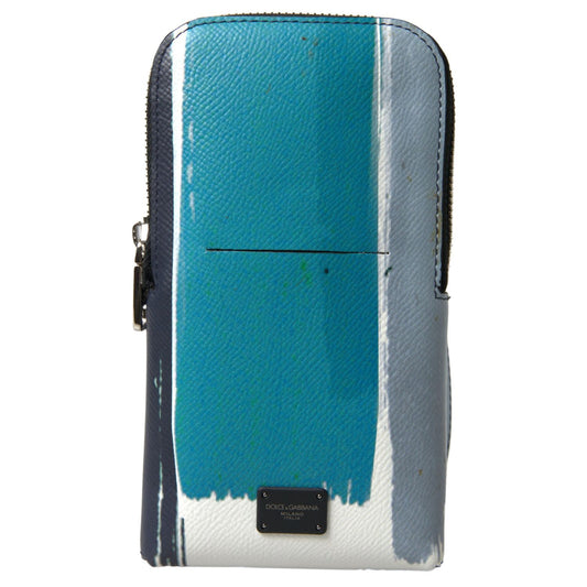 Dolce & Gabbana Blue Leather Purse Crossbody Sling Phone Bag Unisex
