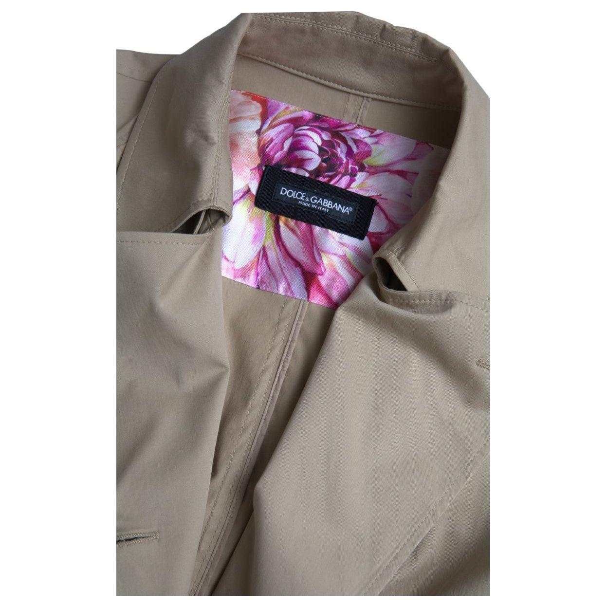 Dolce & Gabbana Khaki Double Breasted Trench Coat Jacket