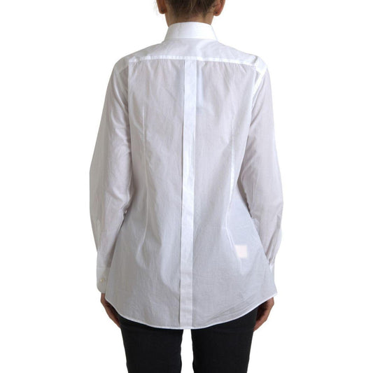 Dolce & Gabbana Cotton Collared Long Sleeves Shirt White TSH84086-46
