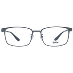 BMW Gray Men Glasses Frame with titanium full-rim in grey, rectangle style, demo lenses, featuring 56mm width and 38mm height.