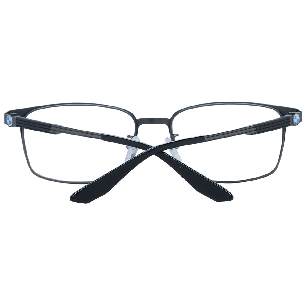 BMW Gray Men Glasses Frame with titanium material, full-rim rectangle style, grey color, and demo lenses. Suitable for men.
