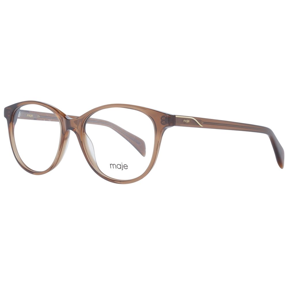 Maje Brown Women Glasses Frame in acetate, round shape, full-rim style, 51-16-140 size with demo lenses, includes branded case.