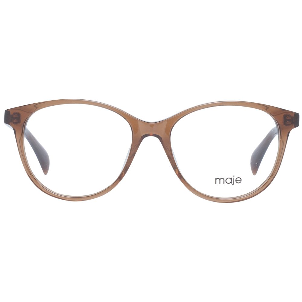 Maje Brown Women Glasses Frame in acetate, full-rim, round style with 51-16-140 size, brown color, branded case included.