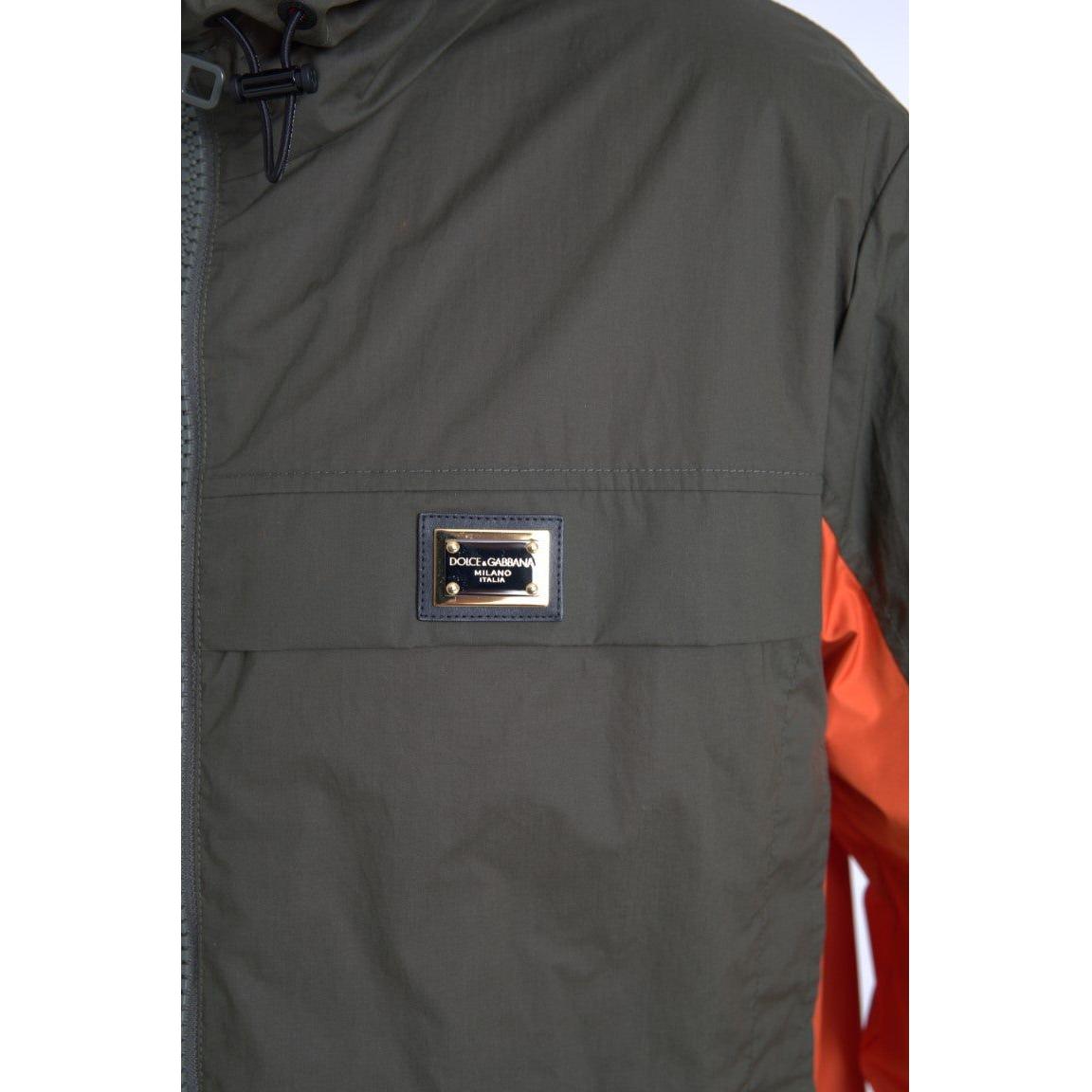 Dolce & Gabbana Green Orange Hooded Cotton Full Zip Jacket