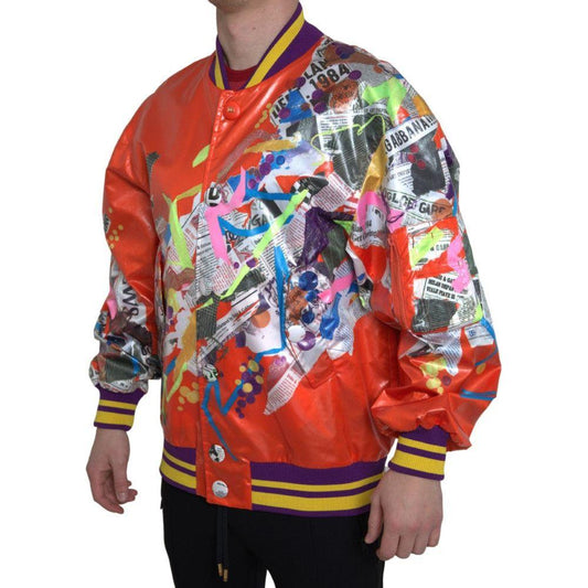 Dolce & Gabbana Orange Polyester Button Blouson Jacket TSH84193-46