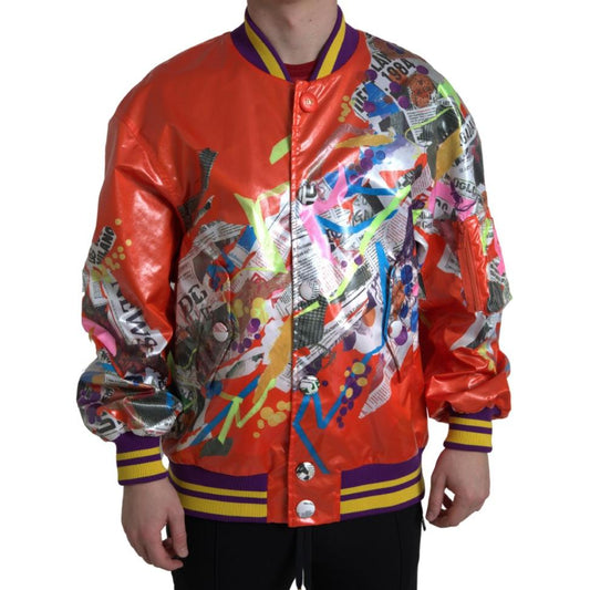 Dolce & Gabbana Orange Polyester Button Blouson Jacket TSH84193-46