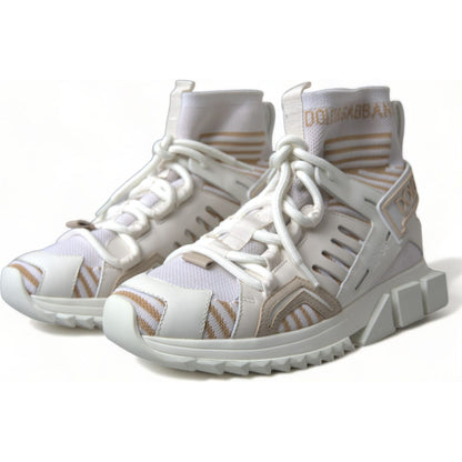 Dolce & Gabbana White Beige Sorrento Socks Sneakers Shoes