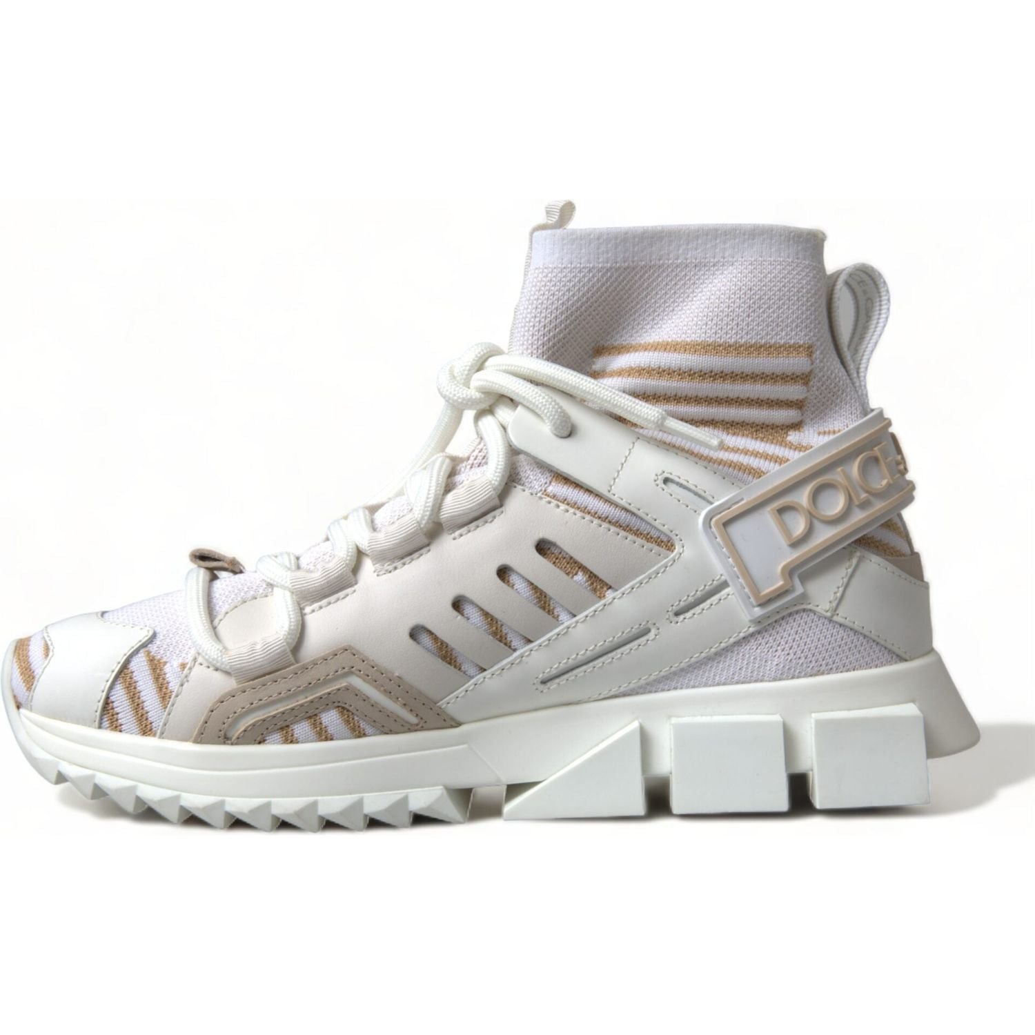 Dolce & Gabbana White Beige Sorrento Socks Sneakers Shoes