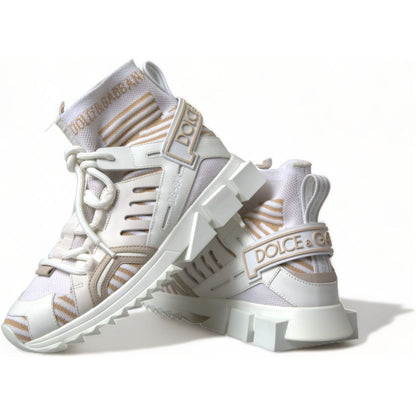 Dolce & Gabbana White Beige Sorrento Socks Sneakers Shoes