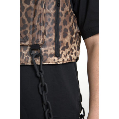 Dolce & Gabbana Brown Leopard Silk Sleeveless Sportswear