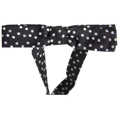 Dolce & Gabbana Black Polka Dot Silk Adjustable Men Neck Papillon Bow Tie