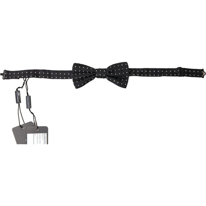 Dolce & Gabbana Black Polka Dot Silk Adjustable Men Neck Papillon Bow Tie