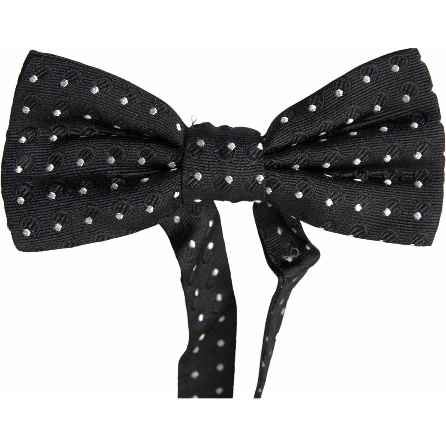Dolce & Gabbana Black Polka Dot Silk Adjustable Men Neck Papillon Bow Tie