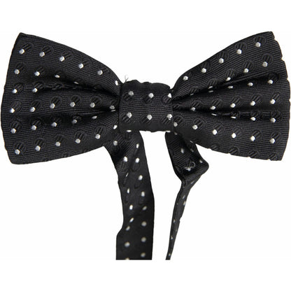 Dolce & Gabbana Black Polka Dot Silk Adjustable Men Neck Papillon Bow Tie