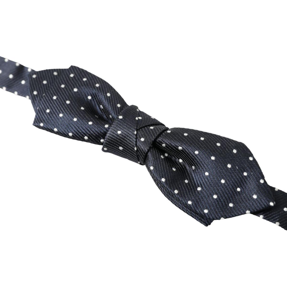 Dolce & Gabbana Blue Polka Dot Silk Adjustable Men Neck Papillon Bow Tie