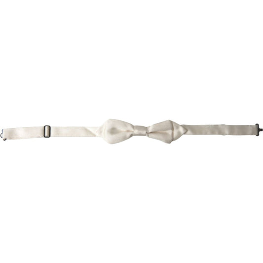 Dolce & Gabbana White Silk Slim Adjustable Neck Papillon Bow Tie FT3779