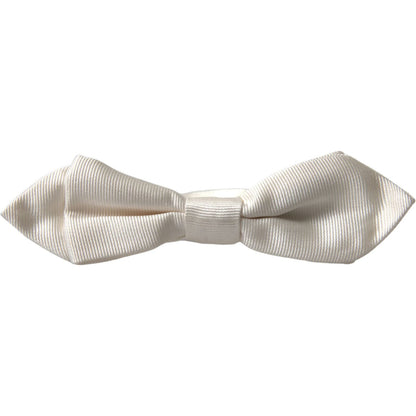 Dolce & Gabbana White Silk Slim Adjustable Neck Papillon Bow Tie