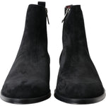 Dolce & Gabbana Black Suede Leather Mid Calf Men Boots Shoes MV5200-43