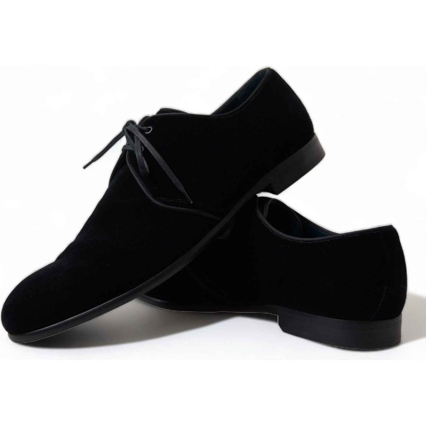 Dolce & Gabbana Black Velvet Lace Up Formal Derby Dress Shoes