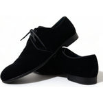 Dolce & Gabbana Black Velvet Lace Up Formal Derby Dress Shoes