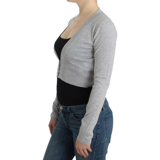 Cavalli Gray cropped wool cardigan