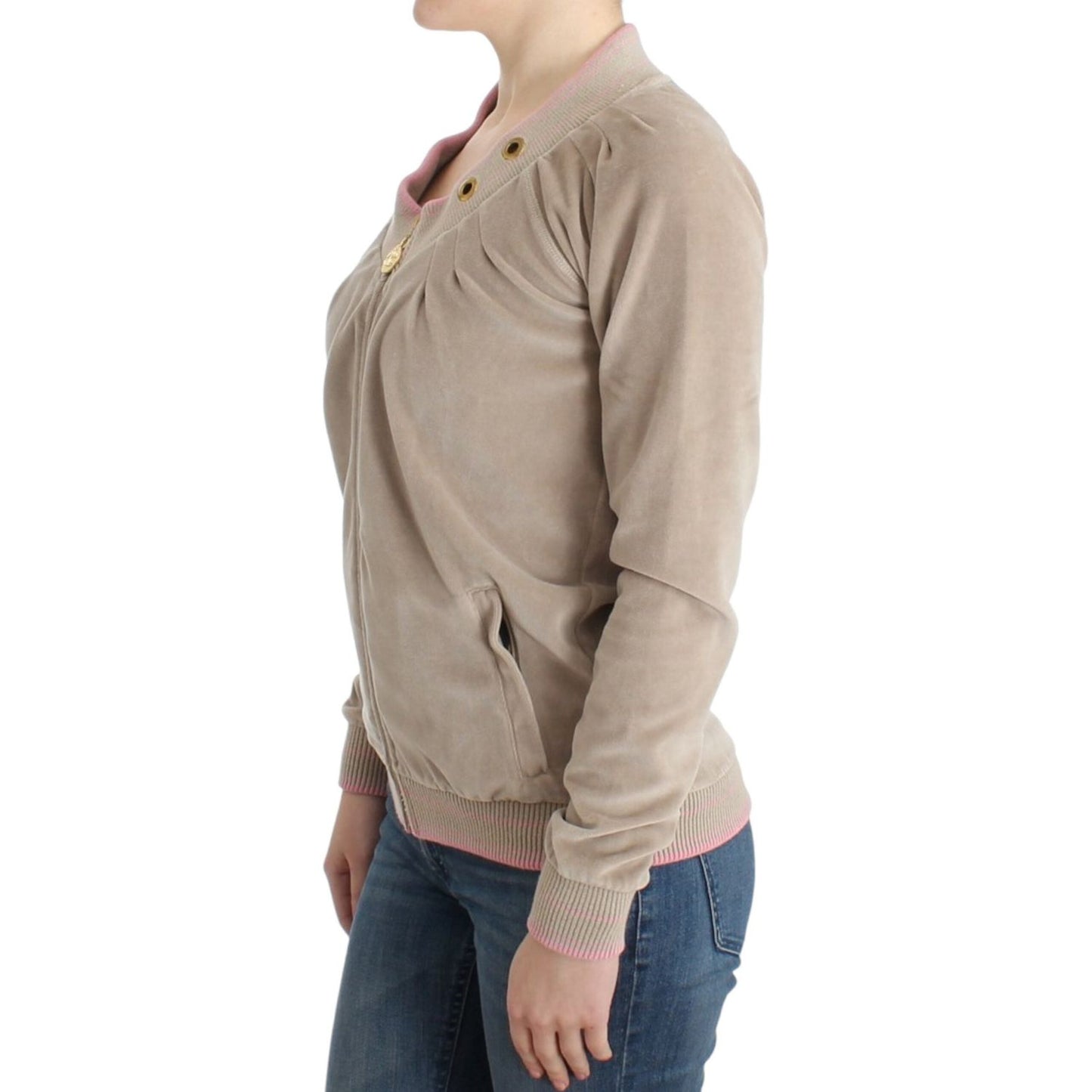Cavalli Beige velvet zipup sweater SIG11836-1