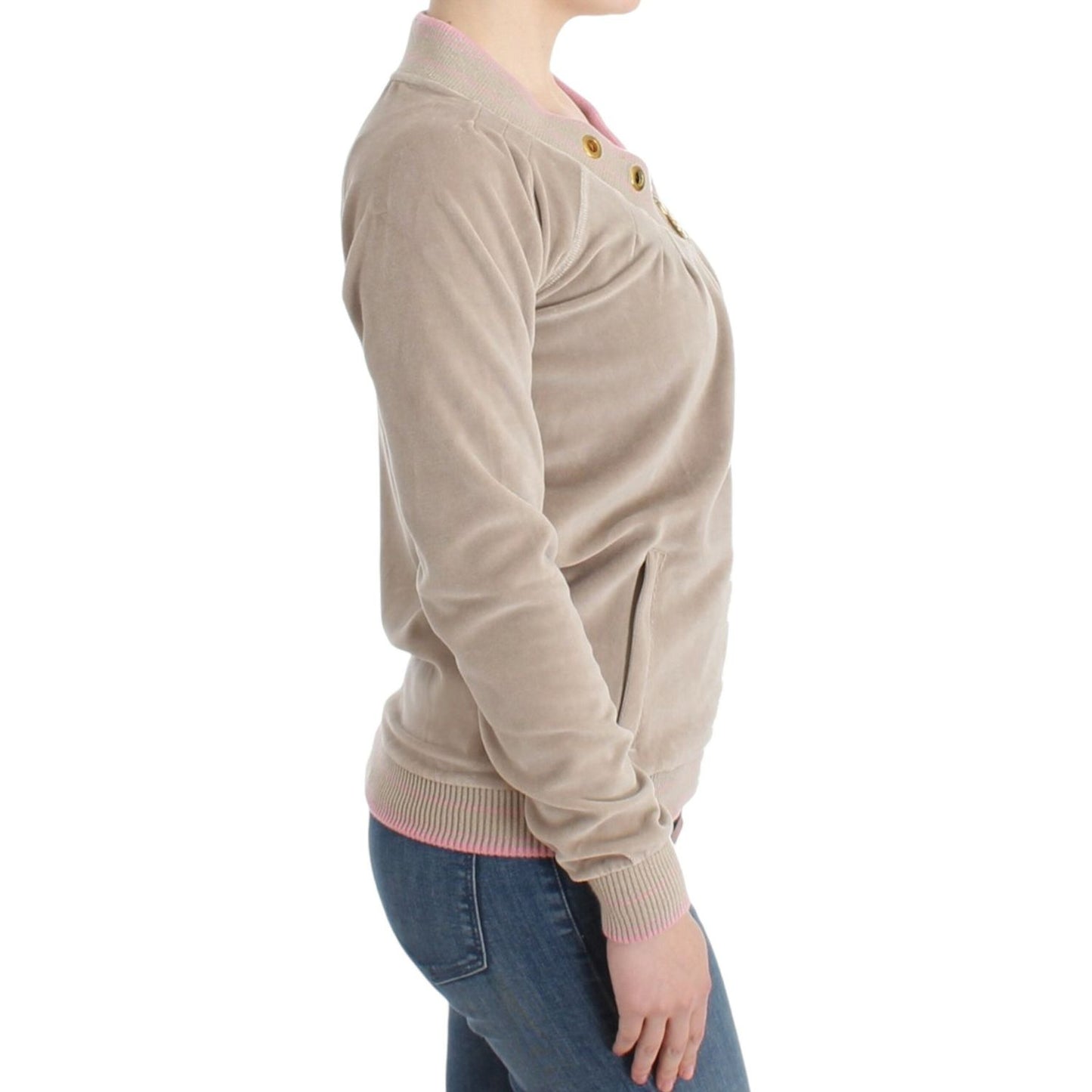 Cavalli Beige velvet zipup sweater