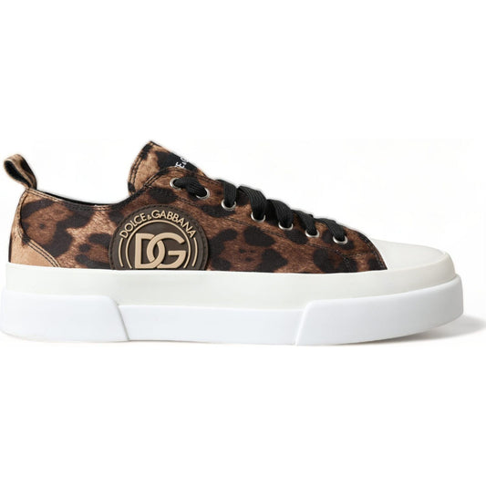 Dolce & Gabbana Brown Leopard Canvas Sneakers Shoes MV5235-44.5