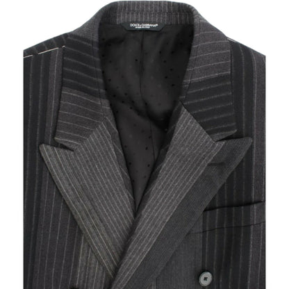 Dolce & Gabbana Gray striped wool stretch blazer