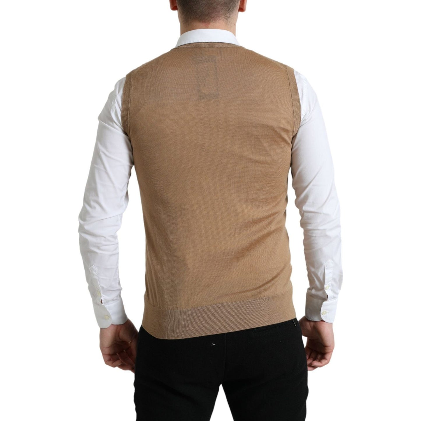 Dolce & Gabbana Brown Wool Sleeveless Pullover Sweater