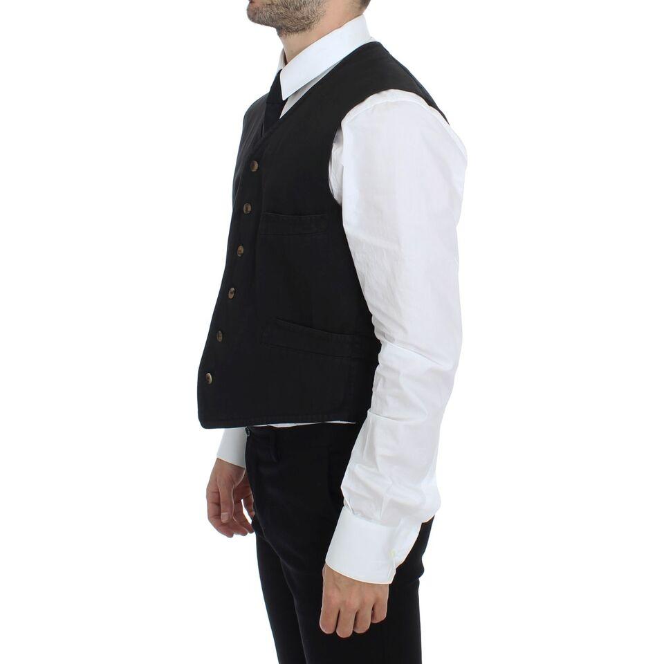 Dolce & Gabbana Black Cotton Blend Dress Vest Gilet