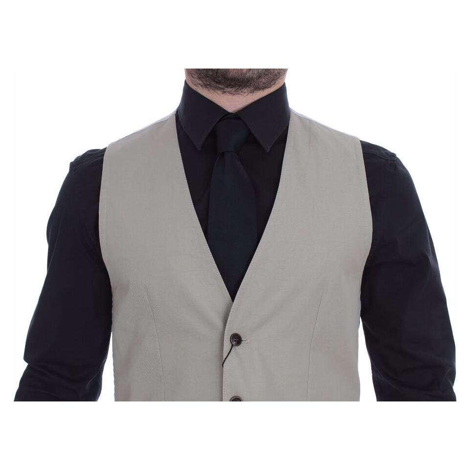 Dolce & Gabbana Beige Silk Blend Dress Formal Vest Gilet GSS15106-1