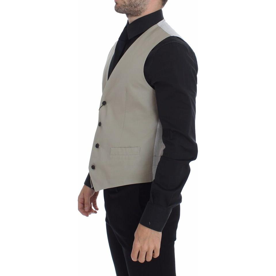 Dolce & Gabbana Beige Silk Blend Dress Formal Vest Gilet GSS15106-1
