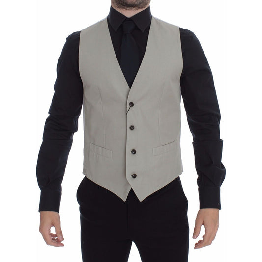 Dolce & Gabbana Beige Silk Blend Dress Formal Vest Gilet GSS15106-1