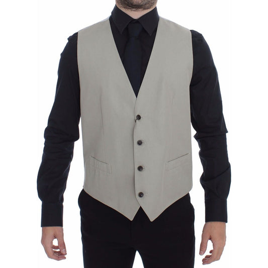 Dolce & Gabbana Beige Cotton Silk Blend Dress Vest Blazer VES10094-1