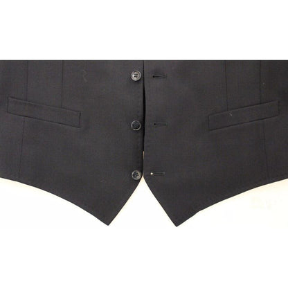 Dolce & Gabbana Gray Striped Wool Silk Dress Vest Gilet