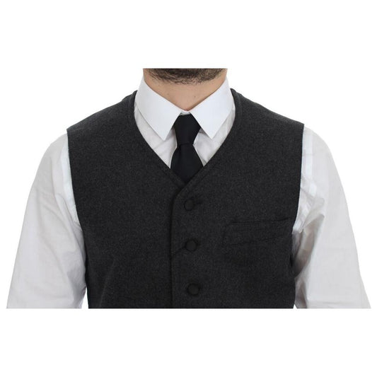 Dolce & Gabbana Gray Wool Blend Logo Vest Gilet Weste