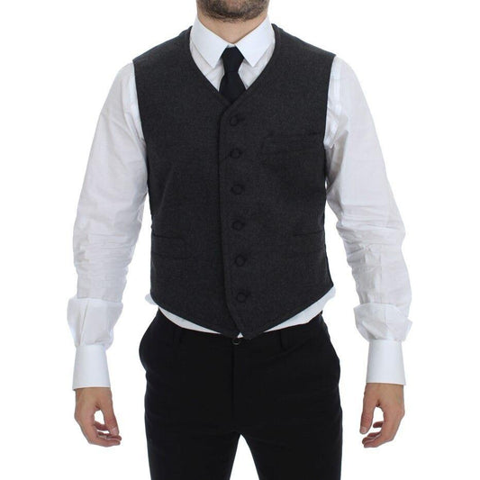 Dolce & Gabbana Gray Wool Blend Logo Vest Gilet Weste
