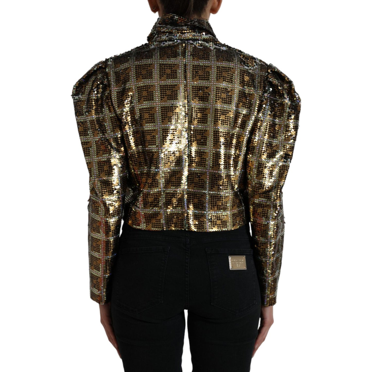 Dolce & Gabbana Multicolor Polyester Sequined Cropped Jacket